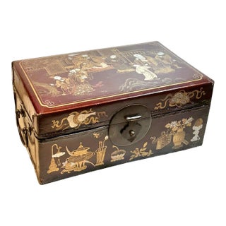 Chinese Wood and Vellum Document Box For Sale