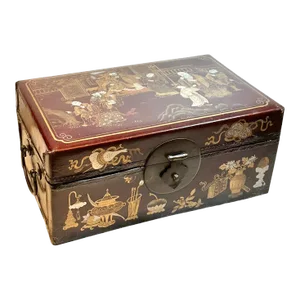 Chinese Wood and Vellum Document Box