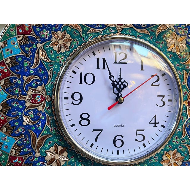 Handmade Copper Clock with Engraved Flowers For Sale - Image 5 of 9