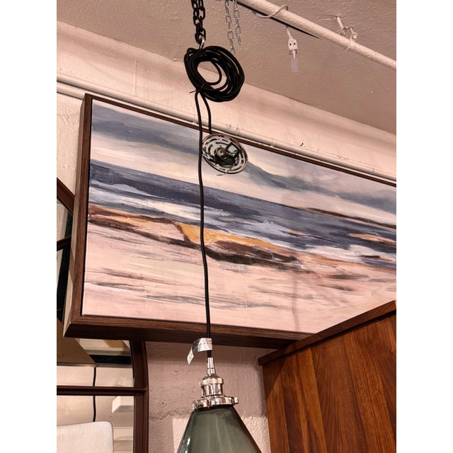 Restoration Hardware 20th C. Factory Filament Smoke Glass Barn Pendant For Sale - Image 9 of 14