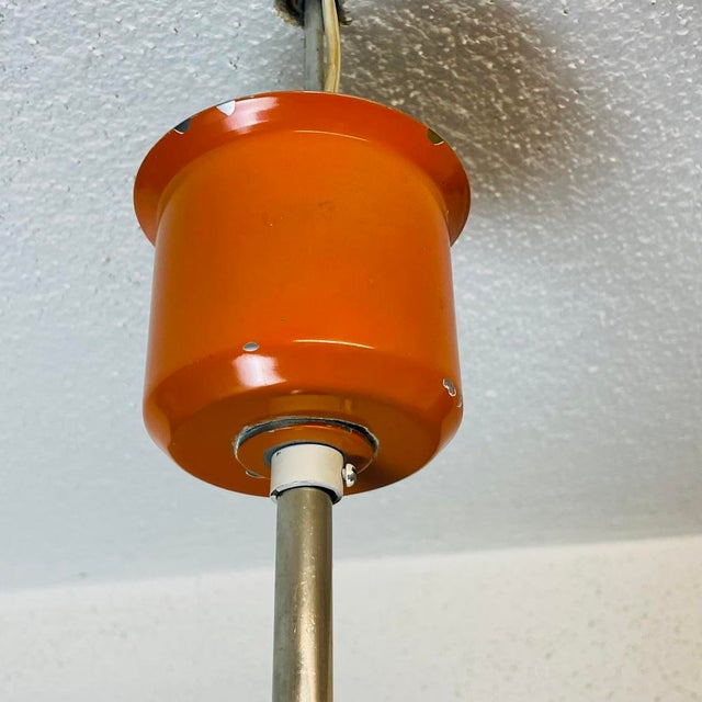Space Age Scandinavian Modern Orange Metal Light Fixture, 1970s For Sale - Image 13 of 15