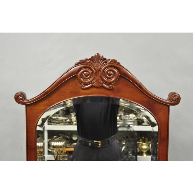 Victorian Bombay Company Cherry Wood Victorian Style Standing Cheval Mirror With Drawer For Sale - Image 3 of 18