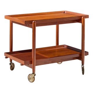 Poul Hundevad for Vamdrup Mid Century Danish Teak Expanding Bar Cart For Sale