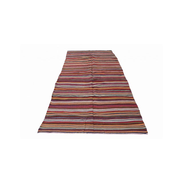 Mid-Century Modern Decorative Striped Vintage Kilim Rug - 4`7" X 11`5" For Sale - Image 3 of 6