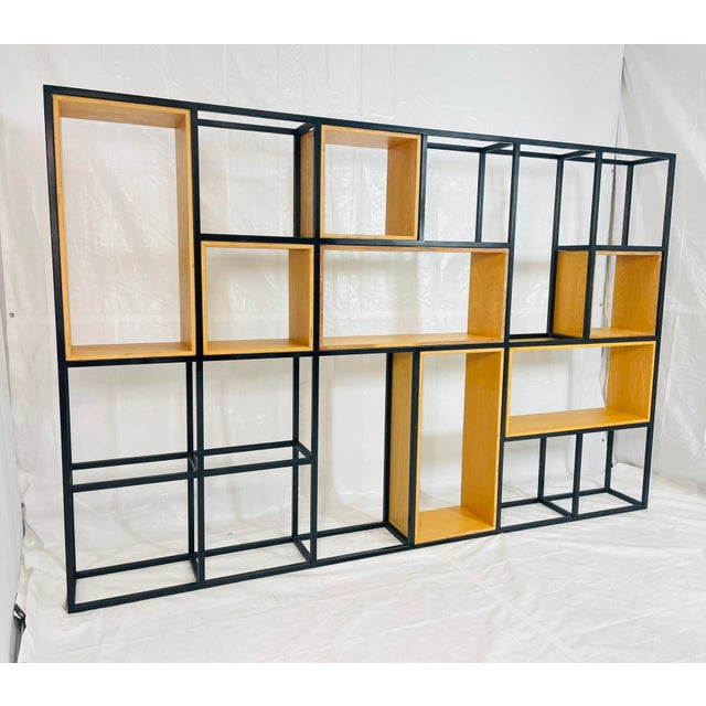 Mid-Century Modern Custom Architectural Metal and Wood Display Cabinet / Bookcase, Usa 1990's For Sale - Image 3 of 11