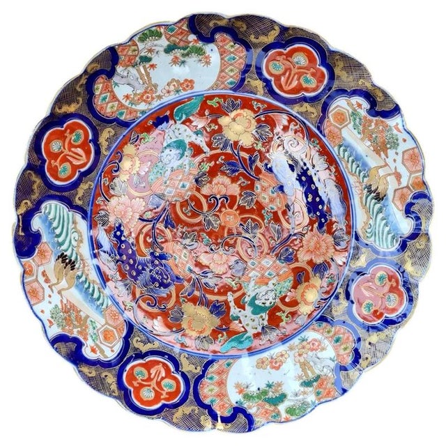 Large Meiji Japanese Arita Scalloped Porcelain Charger For Sale - Image 9 of 9