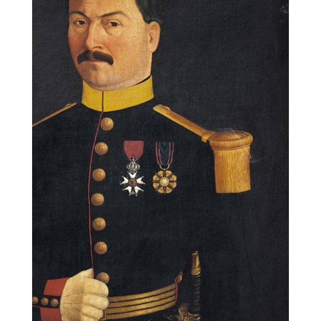 Portrait of a French Army Officer with a Great Moustache, 1860s, Oil Painting on Canvas, Framed For Sale - Image 7 of 13