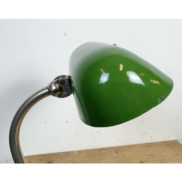 Vintage Green Enamel Banker's Table Lamp, 1950s For Sale - Image 11 of 18