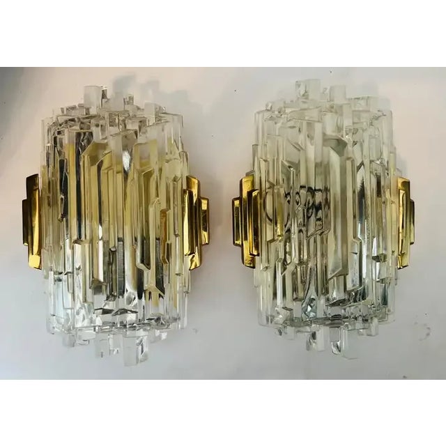 Hillebrand 1970s Ice Crystal Hillebrand German Wall Lights - A Pair For Sale - Image 4 of 11