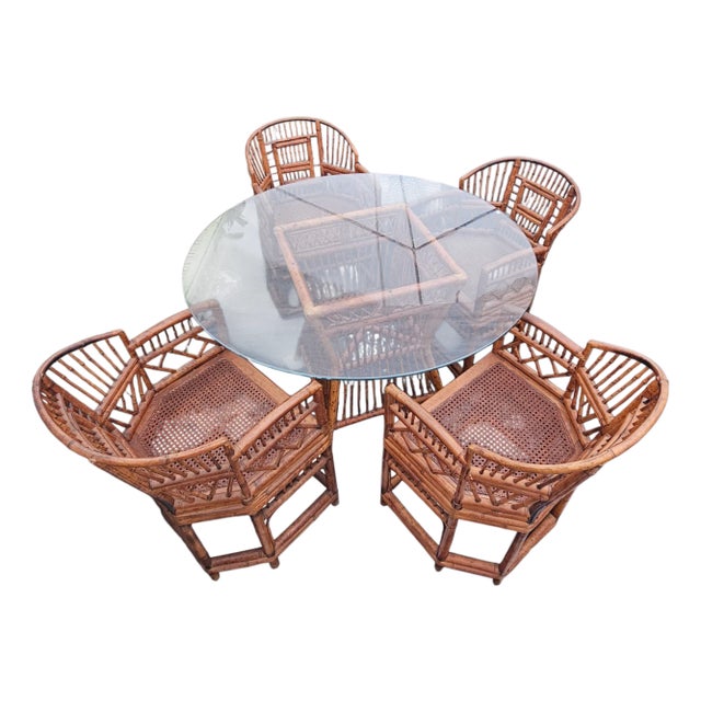 Vintage Burnt Bamboo Brighton Table Set For Sale