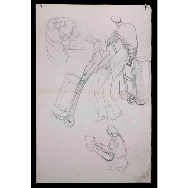Sketches of Workers is an Original Pencil Drawing realized by an Unknown artist in mid-20th century. Good condition on a...