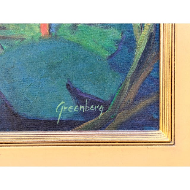 Contemporary realistic Texas landscape nature painting by Houston based artist Jerry Greenberg. The work features a group...