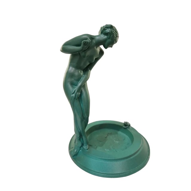 Vague Female Figurine Stepping Into a Lake by Guerbe for Max Le Verrier, France, 1930s For Sale - Image 6 of 6