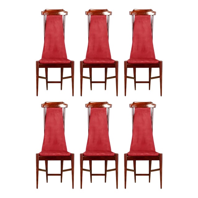 Sergio Rodrigues Set of 6 Brazilian Modern Dining Chairs in Rosewood, 1950s For Sale