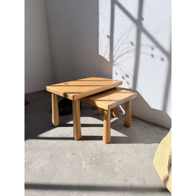 Small Nesting Tables in Light Oak, 1950s, Set of 2 For Sale - Image 11 of 18