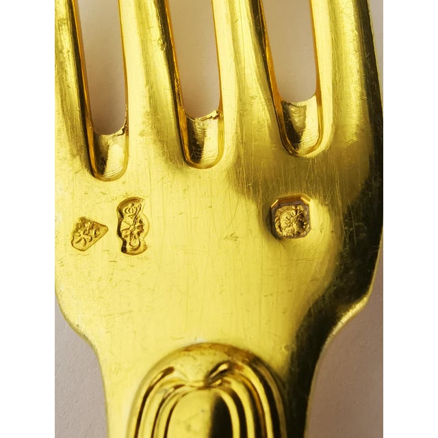 Vintage Solid Silver with Gold Finish Cutlery Set for 12 People from Christofle & Cardeilhac, 1950s, Set of 138 For Sale - Image 11 of 18
