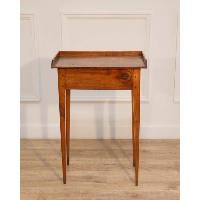 19th Century Louis XVI–Style Walnut Side Table with Gallery Top, France For Sale - Image 10 of 10