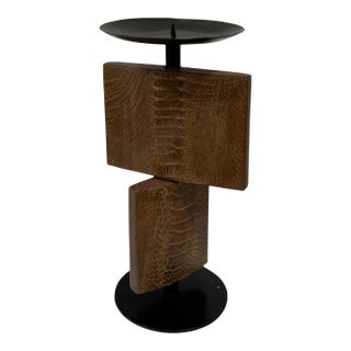 1990s R & Y Augousti Ostrich Leg Skin Candle Holder Pricket For Sale