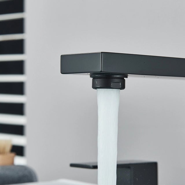 Black Black 8in Widespread Bathroom Faucet 3 Hole Sink Vanity Faucet Dual Handle Mixer For Sale - Image 8 of 11