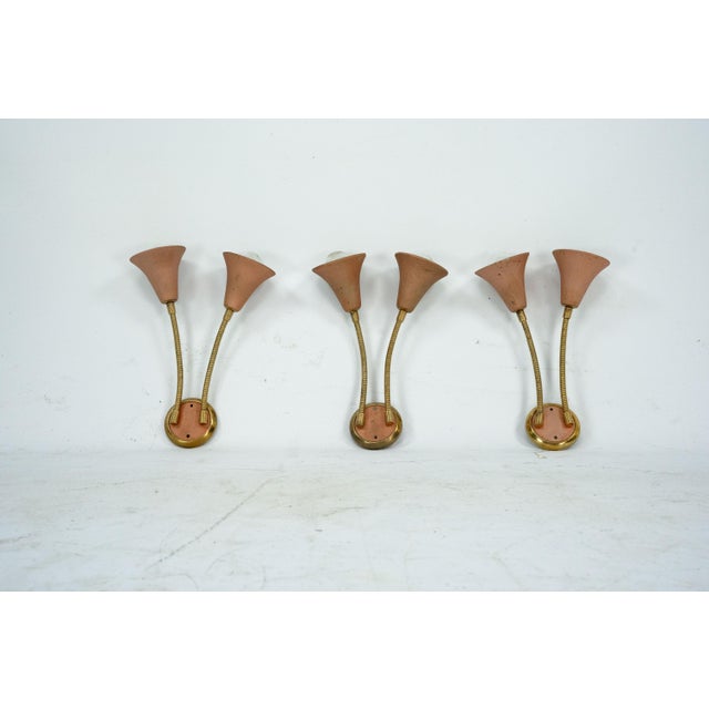 1950s Mid-Century Wall Sconces in the style of Arredoluce, Italy, 1950s, Set of 3 For Sale - Image 5 of 12