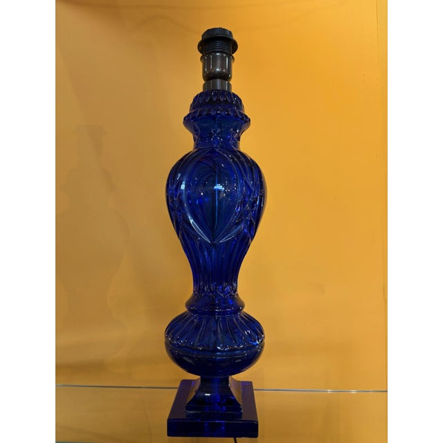 Blue Crystal Table Lamp, 1970s For Sale - Image 6 of 6
