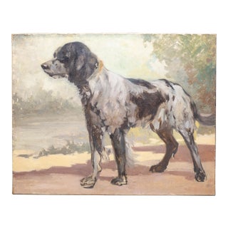 Late 19th C./Early 20th C. English Setter Portrait, Acrylic and Oil on Canvas For Sale