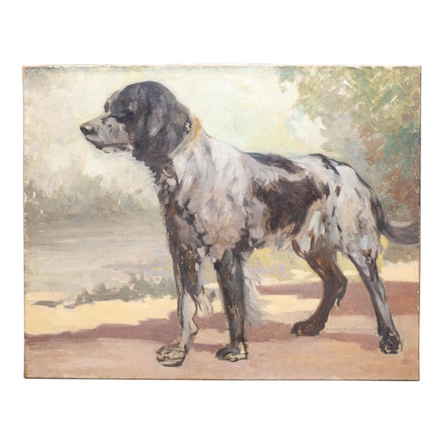 Late 19th C./Early 20th C. English Setter Portrait, Acrylic and Oil on Canvas For Sale