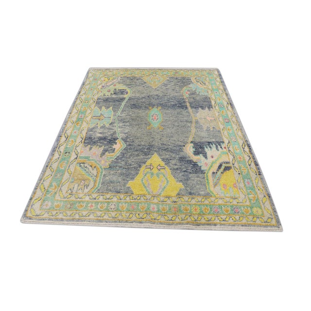 Oriental Hand Knotted Rug Turkish Oushak 5'7" x 6'11" For Sale - Image 9 of 9