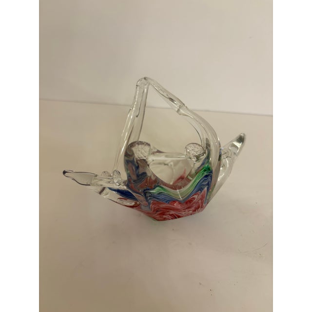 Vintage Hand Blown Glass Murano Art Basket For Sale - Image 9 of 12
