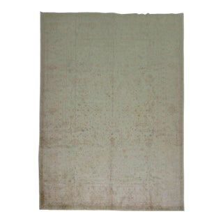 Antique Zabihi Collection Turkish Borlou Floral Ivory Pink Rug For Sale
