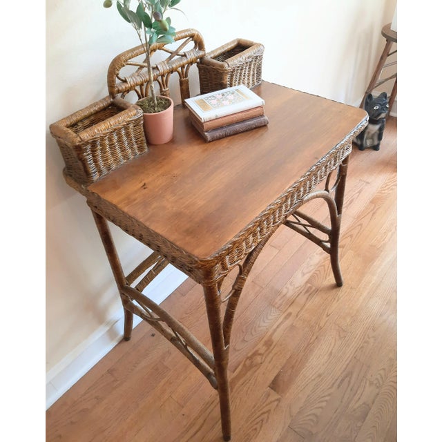 Victorian Victorian Writing Desk Heywood Wakefield Style For Sale - Image 3 of 13