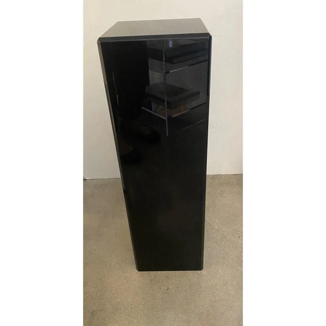 1990s Pedestal Black Lucite 26.5" High For Sale In West Palm - Image 6 of 13