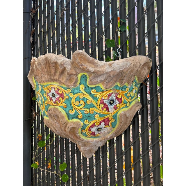 Early 19th Century 19th Century Sicilian Terra Cotta Majolica Hand Painted Wall Pockets - Set of 2 For Sale - Image 5 of 9