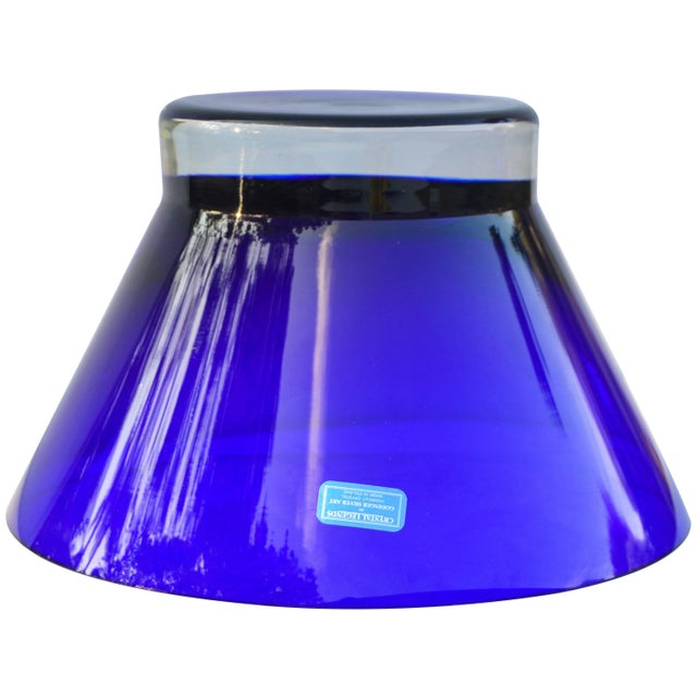 Blue Crystal Bowl For Sale - Image 4 of 5