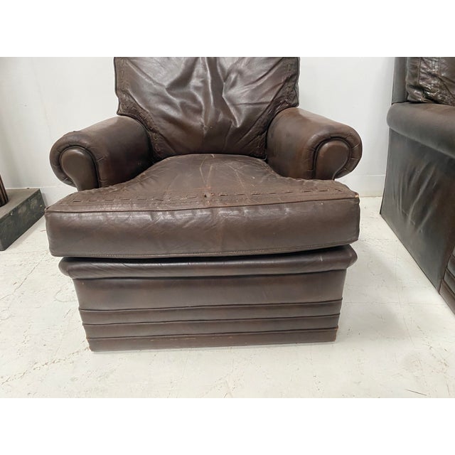 Animal Skin Vintage Brown Leather Chairs, 1970s, Set of 2 For Sale - Image 7 of 17