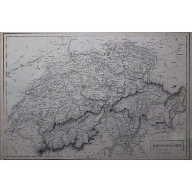 Antique 1854 A. & C. Black Hand-Colored Map of Switzerland, Framed For Sale - Image 10 of 18