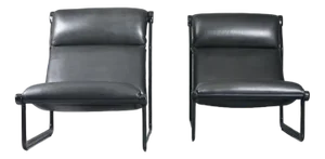 Set of Large Model 2001 Lounge Chairs in Black Leather by Bruce Hannah and Andrew Ivar Morrison for Knoll International, 1970s
