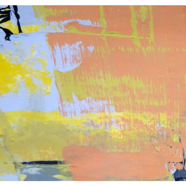 Framed abstract purple and green painting This bold, brushstroke hand made parchment works great as an abstract statement...