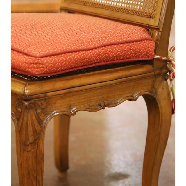 Brown Early 20th Century French Beechwood and Cane Dining Chairs, Set of 6 For Sale - Image 8 of 14