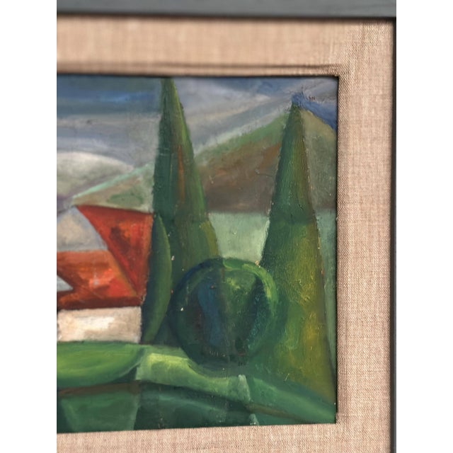 Mid-Century Modern Chabaneix, Cubist Landscape, 1970s, Oil on Panel, Framed For Sale - Image 3 of 13