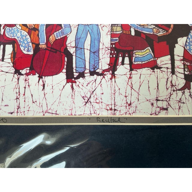 1990s Amos Amit “Recital” Signed 12/300 Limited Edition Batik Print Israeli Art For Sale - Image 4 of 4