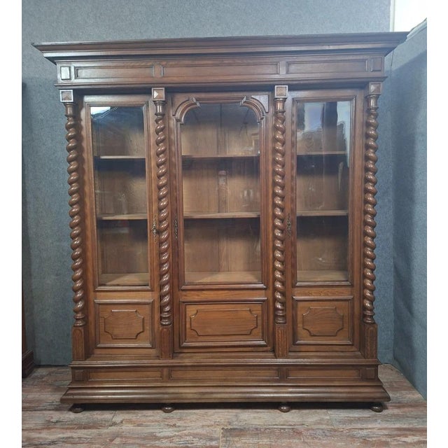 Louis XIII Style Oak Bookcase, 19th Century For Sale - Image 3 of 10