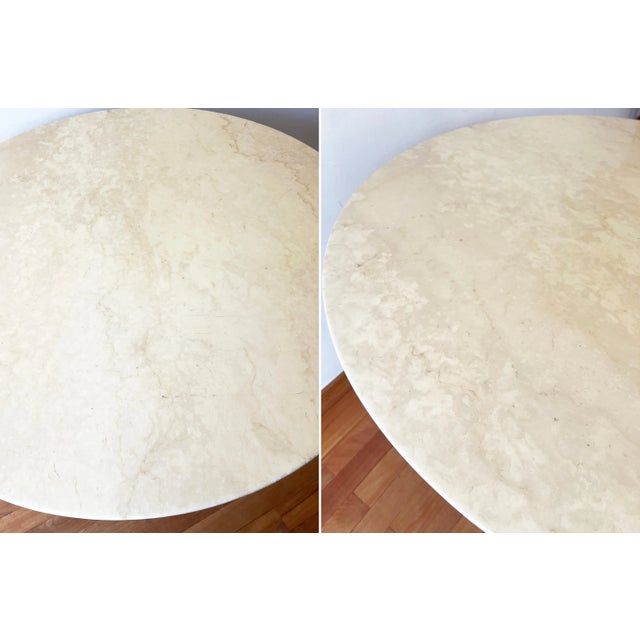 Postmodern Cream Off White Marble Dining Table with Pedestal Base from Angelo Mangiarotti, 1970s For Sale - Image 10 of 13