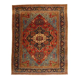 Vintage Persian Heriz Rug, 12'09 X 16'00 For Sale