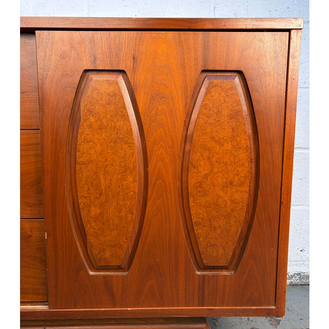 Mid 20th Century Walnut and Burlwood Sliding Door Credenza For Sale - Image 14 of 15