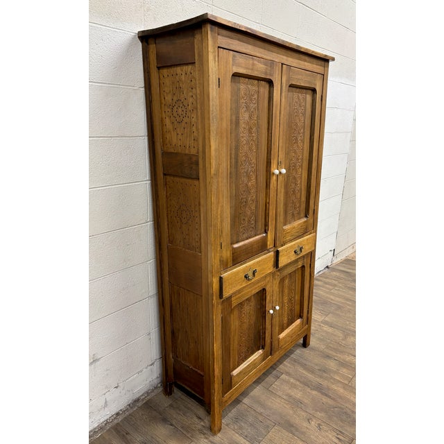 Early 20th Century Antique Rustic Primitive Early American Pie Safe Cupboard Pantry For Sale - Image 5 of 14