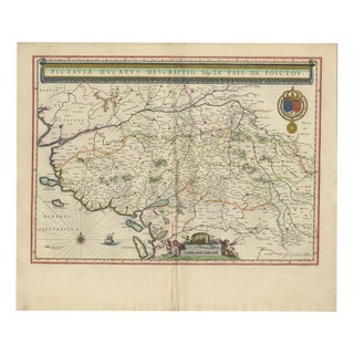 Antique Blaeu Map of Poitou, 1642 For Sale