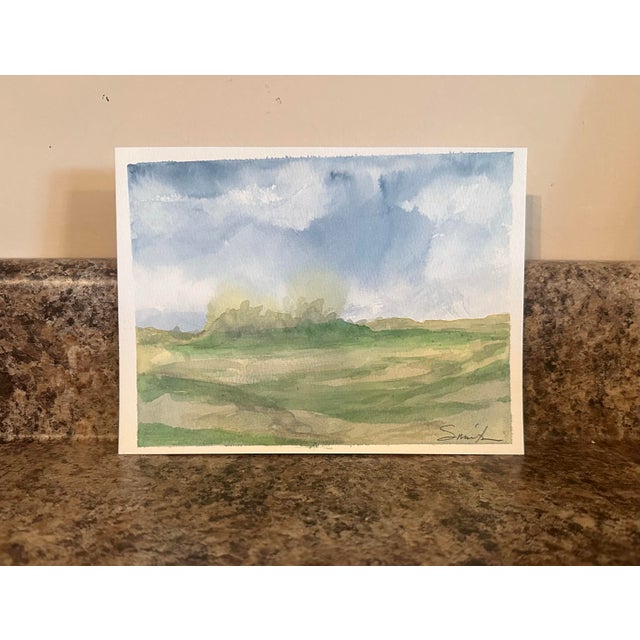 Abstracted watercolor landscape. Signed and ready to frame.