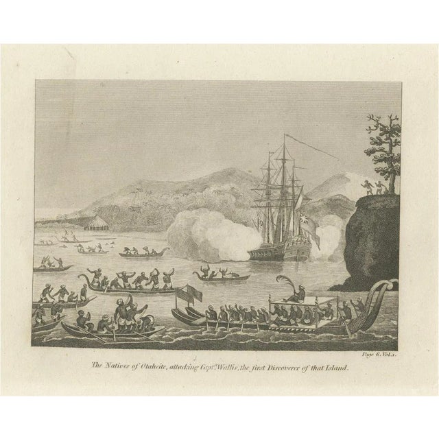 Cooke, The Standoff at Tahiti with Captain Wallis, 1801, Engraving For Sale