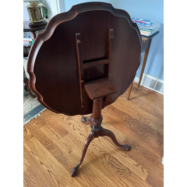 Antique Mahogany Tilt-Top Pie Crust Tea Table - Claw Feet For Sale - Image 4 of 5